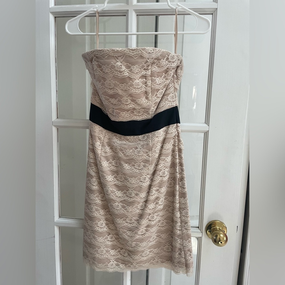 H&M Strapless Lace Dress in Cream and Black